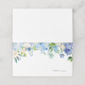 Carte De Placement Aquarelle Blue Hydrangea Floral Garland Mariage (Extérieur déplié)