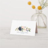 Carte De Placement Aquarelle Blush et Fleurs de marine Mariage Garlan (Dos)