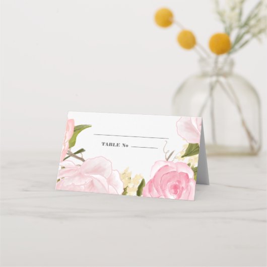 Carte De Placement Aquarelle Blush Pink Peony Mariage (Devant)