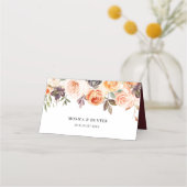 Carte De Placement Aquarelle bordeaux, or et mariage roux (Dos)