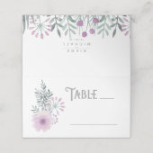 Carte De Placement Aquarelle Bouquet Mariage Table Lilac ID654 (Extérieur déplié)