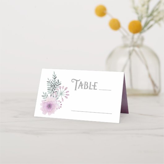 Carte De Placement Aquarelle Bouquet Mariage Table Lilac ID654 (Devant)