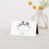 Carte De Placement Aquarelle Bourgogne Blush Ivory FlorMariage (Devant)