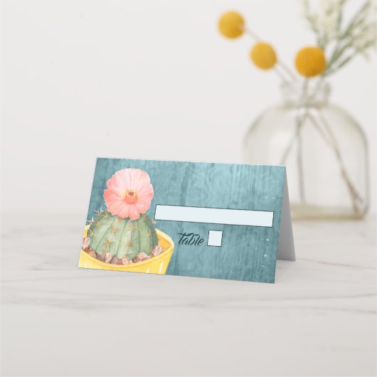 Carte De Placement Aquarelle Cactus Orange Bloom Mariage (Devant)