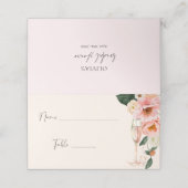 Carte De Placement Aquarelle Champagne Fleurs Rose Pêche (Extérieur déplié)