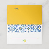 Carte De Placement Aquarelle Citron Méditerranée Carrelage Mariage (Extérieur déplié)