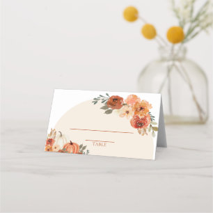 Carte De Placement Aquarelle Citrouille Automne Orange Brûlé Floral