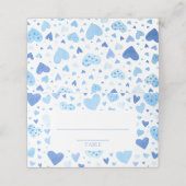 Carte De Placement Aquarelle Cute Blue Hearts Saint Valentin (Extérieur déplié)