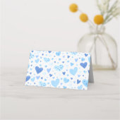 Carte De Placement Aquarelle Cute Blue Hearts Saint Valentin (Dos)