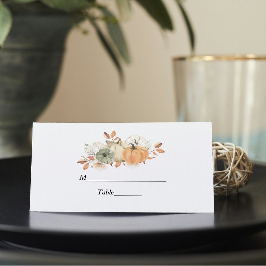 Carte De Placement Aquarelle d'automne Citrouilles et fleurs