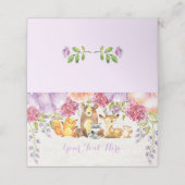 Carte De Placement Aquarelle de bois de fleurs pourpres Animaux de fo (Extérieur déplié)