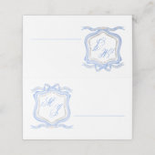 Carte De Placement Aquarelle Designer Blue Monogram Crest Mariage (Extérieur déplié)