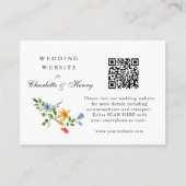Carte De Placement Aquarelle Détails du Mariage Floral avec code QR (Devant)