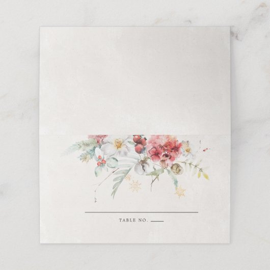 Carte De Placement Aquarelle d'hiver Flore Flocon de neige (Extérieur déplié)