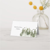 Carte De Placement Aquarelle d'hiver moderne Forêt verte avec neige (Dos)