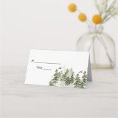 Carte De Placement Aquarelle d'hiver moderne Forêt verte avec neige (Devant)