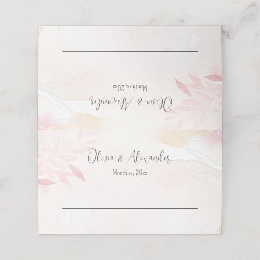 Carte De Placement Aquarelle douce Blush FlorMariage (Extérieur déplié)