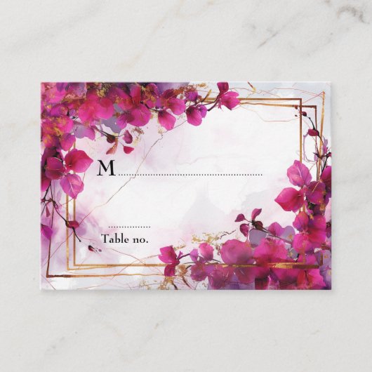 Carte De Placement 💍 Aquarelle douce Fuchsia Enchantement (Devant)