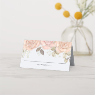 Carte De Placement Aquarelle Elégante Floral Rose Gold Green