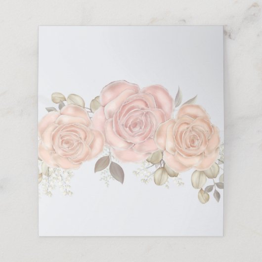 Carte De Placement Aquarelle Elégante Floral Rose Gold Green Place (Extérieur déplié)