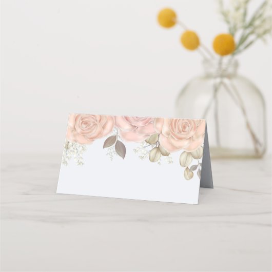 Carte De Placement Aquarelle Elégante Floral Rose Gold Green Place (Devant)