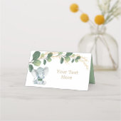 Carte De Placement Aquarelle Eléphant Petit Homme Vert Vert Or Vert (Devant)