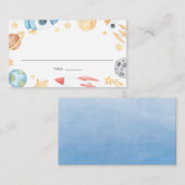 Carte De Placement Aquarelle Espace Thème Anniversaire et Baby shower (Devant / Derrière)