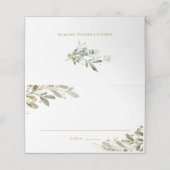 Carte De Placement Aquarelle et Faux Gold Foil Eucalyptus Feuilles (Extérieur déplié)
