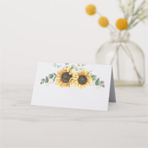 Carte De Placement Aquarelle Eucalyptus Floral Mariage de tournesol