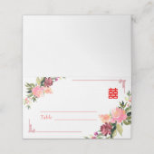 Carte De Placement Aquarelle fleur double xi cadre mariage chinois (Extérieur déplié)