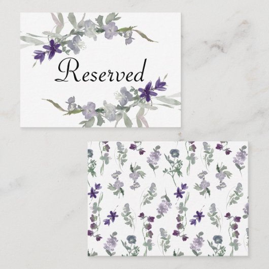 Carte De Placement Aquarelle Fleur sauvage Lavender Floral (Devant / Derrière)