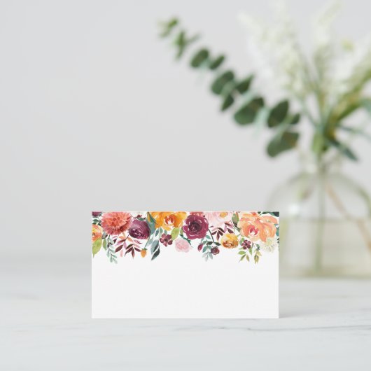 Carte De Placement Aquarelle fleurs d'automne Garland Mariage de auto (Debout devant)