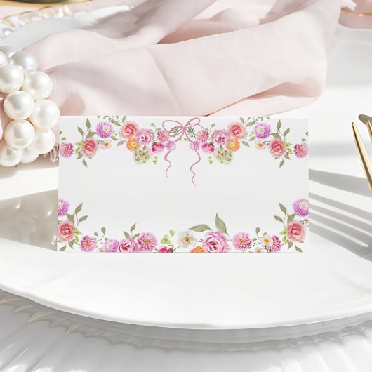 Carte De Placement Aquarelle Fleurs Fleur sauvage Bow rose