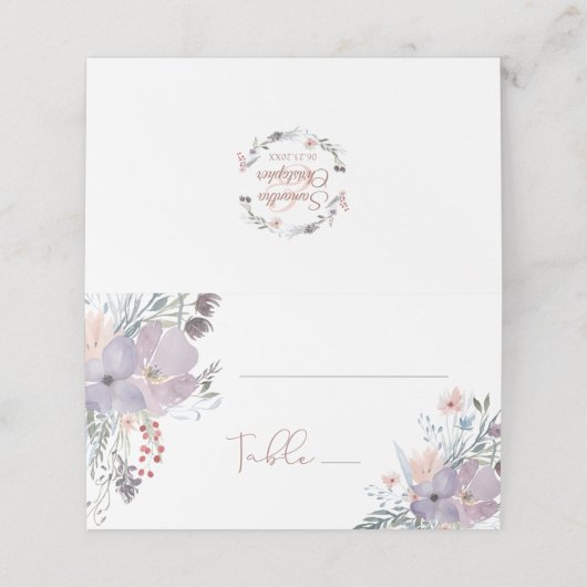 Carte De Placement Aquarelle Floral Boho Fleurs sauvages Mariage de t (Extérieur déplié)