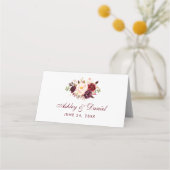 Carte De Placement Aquarelle Floral Bourgogne Mariage (Dos)
