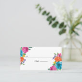 Carte De Placement Aquarelle Floral Mariage Fiesta (Debout devant)