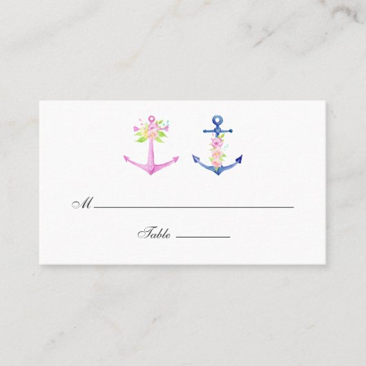 Carte De Placement Aquarelle Floral Mariage nautique (Devant)