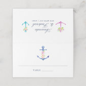 Carte De Placement Aquarelle Floral Mariage nautique Numéro de table (Extérieur déplié)