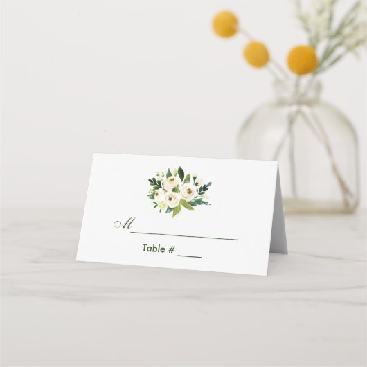 Carte De Placement Aquarelle Floral Mariage vert (Devant)
