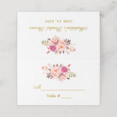 Carte De Placement Aquarelle Floral Rose Blush Gold Fête des mariées (Extérieur déplié)