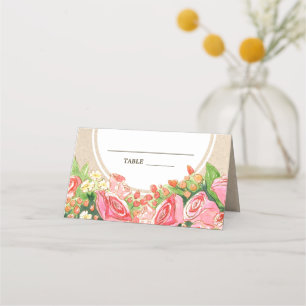 Carte De Placement Aquarelle Floral Rustique Mariage Table Place Cart