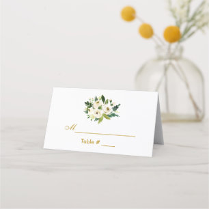 Carte De Placement Aquarelle Floral Vert Mariage or