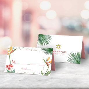 Carte De Placement Aquarelle florale Bat mitzvah rose