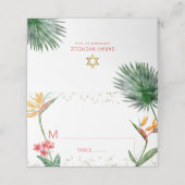 Carte De Placement Aquarelle florale Bat mitzvah rose (Extérieur déplié)
