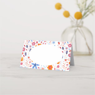 Carte De Placement Aquarelle Florale Bleu Orange