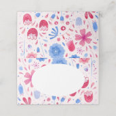 Carte De Placement Aquarelle florale bleu rose (Extérieur déplié)