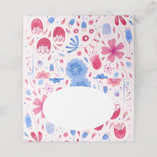 Carte De Placement Aquarelle florale bleu rose (Extérieur déplié)
