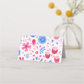 Carte De Placement Aquarelle florale bleu rose (Dos)