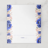 Carte De Placement Aquarelle florale bleue et rose (Extérieur déplié)