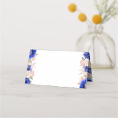 Carte De Placement Aquarelle florale bleue et rose (Dos)